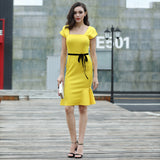 Casual Peplum Bow-Knot Belt Party Dress