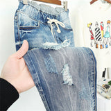 Summer Ripped Boyfriend Jeans For Women Fashion High Mujer Vaqueros
