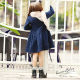 Girls Winter Elegant Thicken Kids Dress Warm Cotton Clothes Autumn 7-16Y Pink Blue