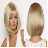 White Women Synthetic Full Wigs Short Straight Bob Hairstyle