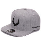 High quality grey wool snap back 3D pierced embroidery cap flat bill