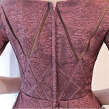 Half Sleeve Embroidery Zipper Cocktail A-line Tea Length Formal