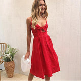 Sexy Bow Backless Polka Dots Print Beach Summer Dress Women