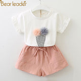 Bear Leader Girls Clothing Sets 2019 Brand Girls Clothes Kids Clothing Sets Sleeveless White T-Shirt + Plaid Short 2Pcs Suits