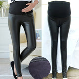 Leather Pregnant Women's Leggings Autumn Winter Warm Pants For Femme