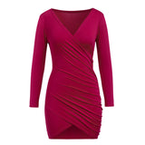 Red knitted off shoulder Women long sleeve plus size bodycon mini