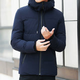 Men Clothes Casual Stand Collar Hooded Collar Fashion Winter Coat