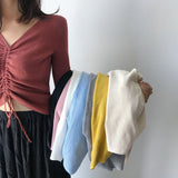 AOSSVIAO Sexy lace up knitting pullover sweater jumper
