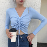 AOSSVIAO Sexy lace up knitting pullover sweater jumper