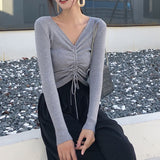 AOSSVIAO Sexy lace up knitting pullover sweater jumper