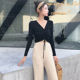 AOSSVIAO Sexy lace up knitting pullover sweater jumper