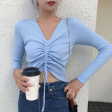 AOSSVIAO Sexy lace up knitting pullover sweater jumper