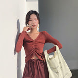 AOSSVIAO Sexy lace up knitting pullover sweater jumper