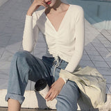 AOSSVIAO Sexy lace up knitting pullover sweater jumper