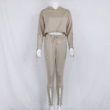 New Autumn Winter Two Pieces Set Women Workout Top And Pants Set Lady