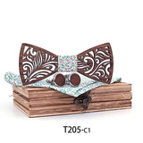 Wooden Bow Tie set and Handkerchief Bowtie Necktie