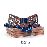 Wooden Bow Tie set and Handkerchief Bowtie Necktie