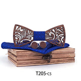 Wooden Bow Tie set and Handkerchief Bowtie Necktie