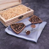 Wooden Bow Tie set and Handkerchief Bowtie Necktie