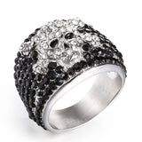 Rings for Men Stainless Steel Black and White Birthstone Ring