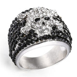 Rings for Men Stainless Steel Black and White Birthstone Ring