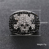 Rings for Men Stainless Steel Black and White Birthstone Ring