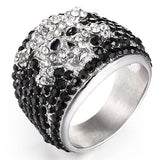 Rings for Men Stainless Steel Black and White Birthstone Ring