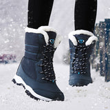 Women Boots Waterproof Winter Shoes With Thick Fur Heels Botas Mujer