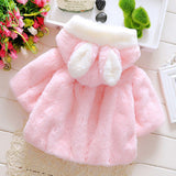 Girls Winter Jackets Warm Faux Fur Fleece Coat Rabbit Ear Hooded Outerwear