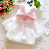 Girls Winter Jackets Warm Faux Fur Fleece Coat Rabbit Ear Hooded Outerwear