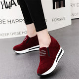 Flock New High Heel Lady Casual Breathable Height Increasing Shoes