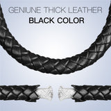 Men Black Leather Bracelet Stainless steel Bead Bracelets