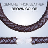 Men Black Leather Bracelet Stainless steel Bead Bracelets