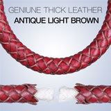 Men Black Leather Bracelet Stainless steel Bead Bracelets