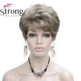 Lady Women Short Wave  Hair Wig Blonde with Highlights Full wigs