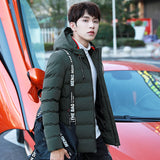 Warm Padded Hooded Overcoat Fashion Casual Down Parka Male