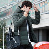 Warm Padded Hooded Overcoat Fashion Casual Down Parka Male