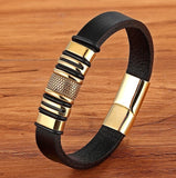 Genuine Leather Bracelet Gold Color