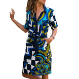 Long Sleeve Shirt Chiffon Boho Beach Dresses Women Casual Striped