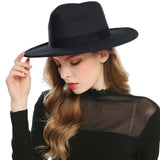 WELROG Black Red  Women Hat Winter Men Jazz Hats Trilby Chapeau Caps