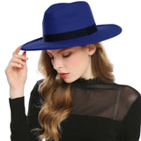 WELROG Black Red  Women Hat Winter Men Jazz Hats Trilby Chapeau Caps