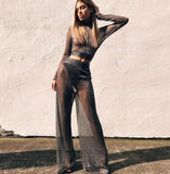 New Autumn Winter Two Pieces Set Women Workout Top And Pants Set Lady