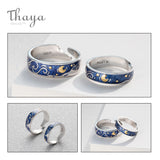Thaya Van Gogh's Enamel couple Sky Star moon Glitter Rings For Women