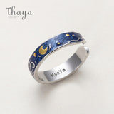 Thaya Van Gogh's Enamel couple Sky Star moon Glitter Rings For Women