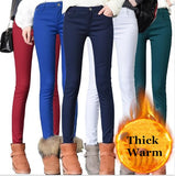 2019 Thick Pencil Pants For Women Winter Warm Skinny Femme Trousers