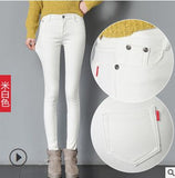 2019 Thick Pencil Pants For Women Winter Warm Skinny Femme Trousers