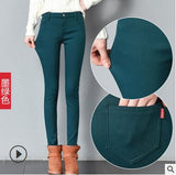 2019 Thick Pencil Pants For Women Winter Warm Skinny Femme Trousers