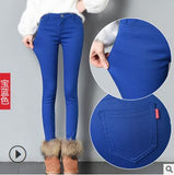 2019 Thick Pencil Pants For Women Winter Warm Skinny Femme Trousers