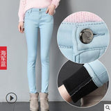 2019 Thick Pencil Pants For Women Winter Warm Skinny Femme Trousers