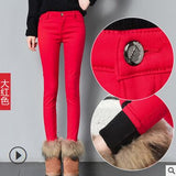 2019 Thick Pencil Pants For Women Winter Warm Skinny Femme Trousers
